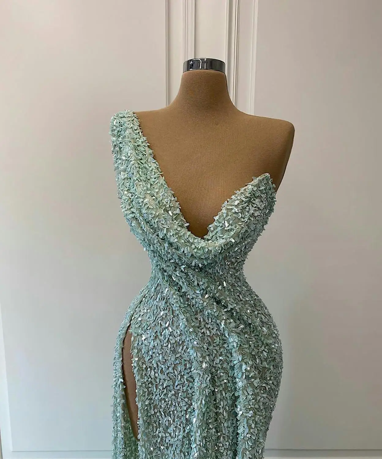 فساتين لحضور الحفلات الموسيقية الرائعة بالترتر الأفريقي بكتف واحد مطرز بالخرز فستان سهرة مخصص رداء رسمي فساتين de mariée #2