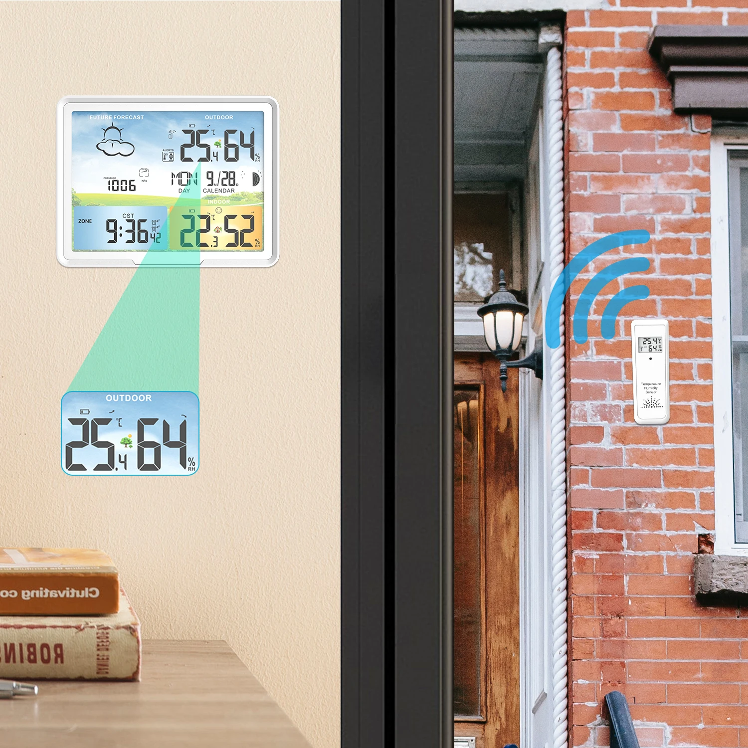 Wireless Indoor Outdoor Sensor For 201C/PTH-20 Weather Station Door Window Wireless Longer (White)