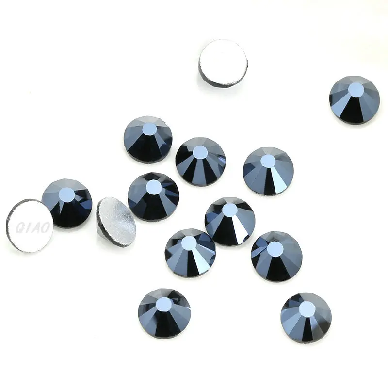 Super Glitter Rhinestones Black Shiny SS4-SS30 Non HotFix FlatBack Glass Rhinestone Dress Decorations