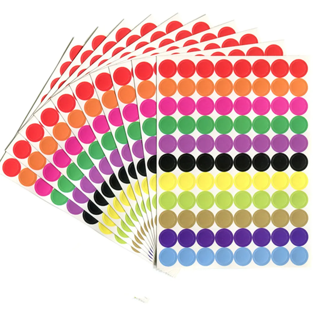 880 pz/10 fogli rotondi cerchi Kawaii adesivi sigillanti etichette di carta adesivi a punti colorati pacchetto adesivo etichetta decorazione per feste