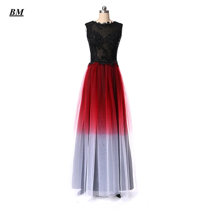 BM 2020 New A-Line Gradient Prom Dresses Beaded Lace Up Long Ombre Formal Evening Dress Party Gown Vestidos Robe De Soiree BM282