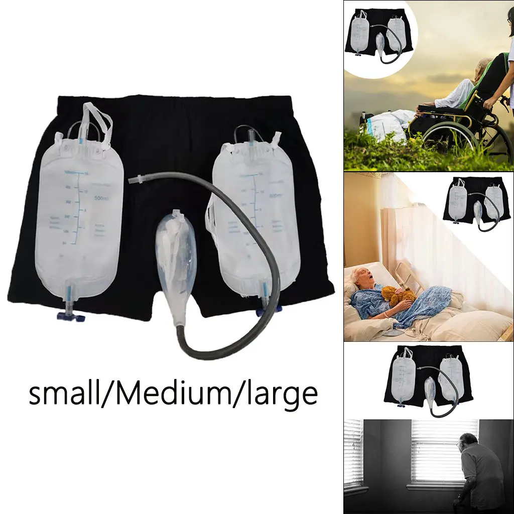 Incontinence Underwear Portable Silicone Pants Urinal Collector Male Elder Incontinence Underwear Wearable Urine Bag Pants