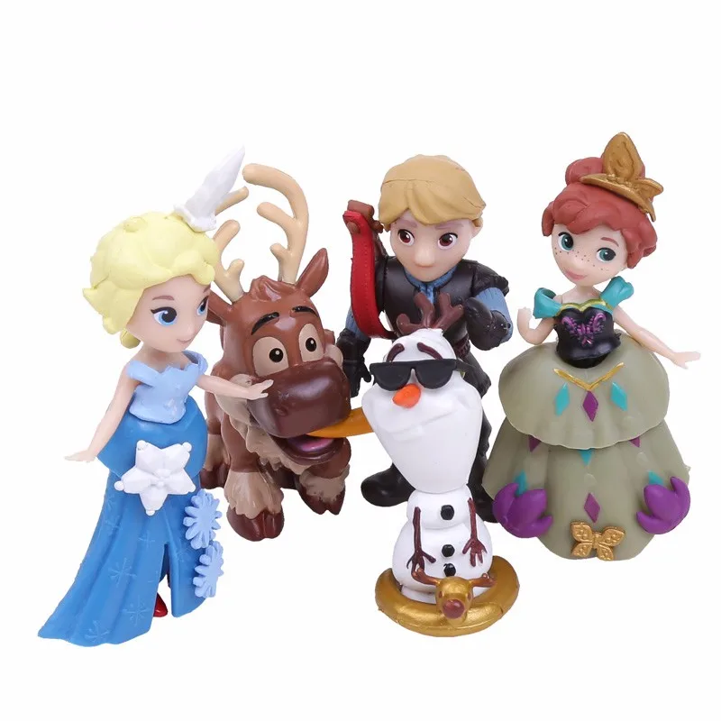 5pcs/set frozen Kawaii Assembly Elsa Anna Olaf Sven Kristoff Action Figure Toys