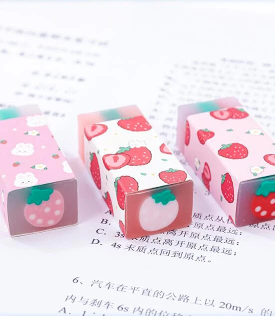 1PC Fashion Strawberry Eraser New Stationery Kawaii  Erasers Strip Rubber Kids Gifts（ss-904）