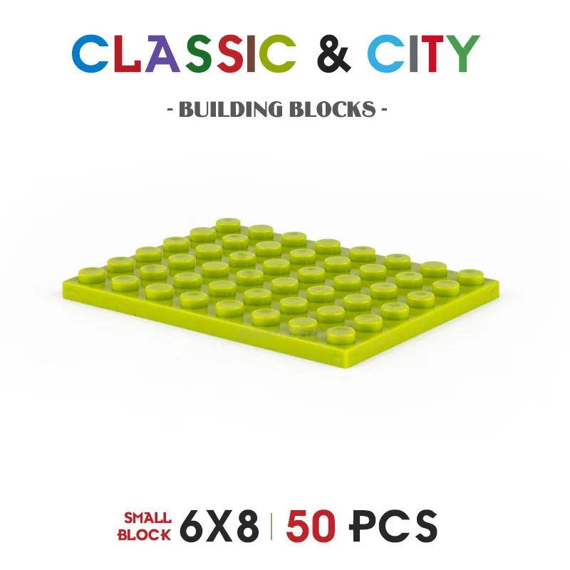 

50pcs 6x8 Dots DIY Building Blocks City Classic Figures Bricks Educational Creative Compatible Children's Birthday Gifts Toys