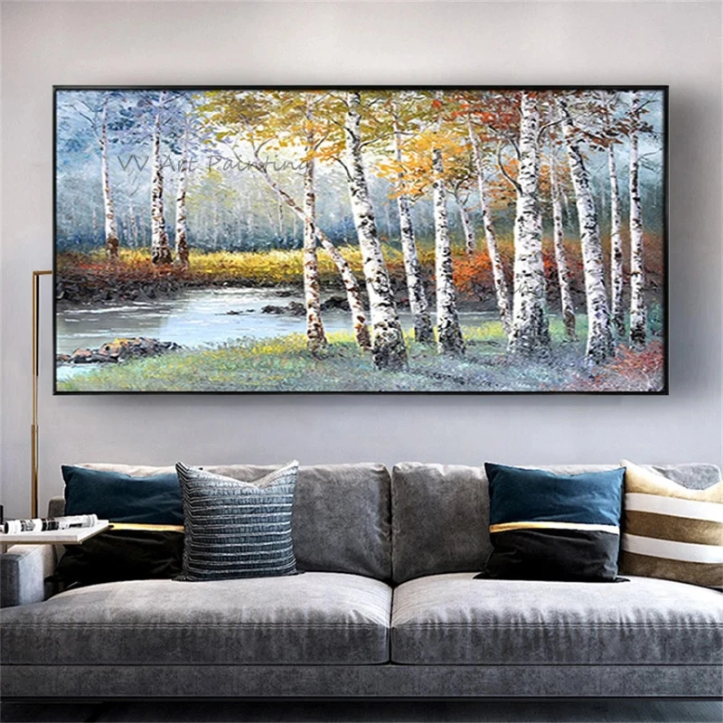 

Wonderful Handpainted Forest Oil Painting On Canvas Handmade Knife Nature Oil Painting Wall Art Picture Home Decor For Bed Room