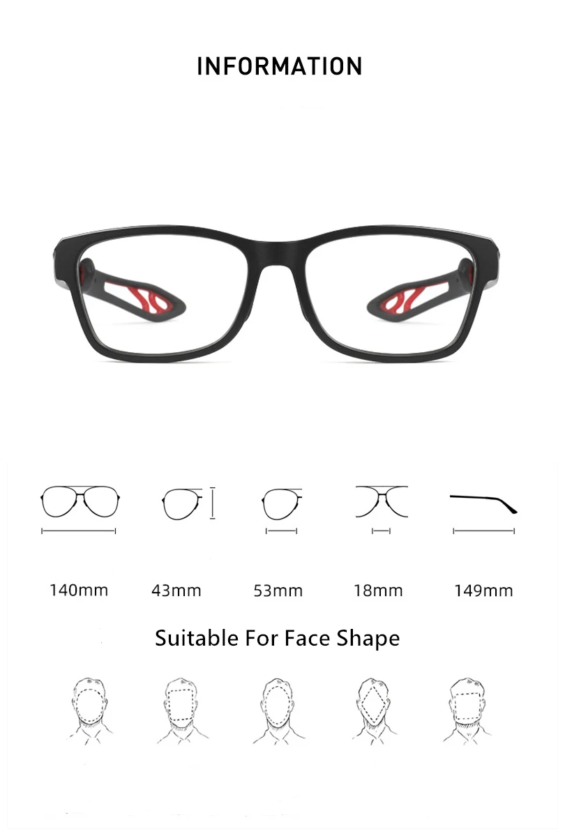Männer Und Frauen Mode Im Freien Reiten TR90 Brille Nicht-Slip Myopie Basketball Sport Brille Super Licht Und Komfortable YD1927 – Detail 5