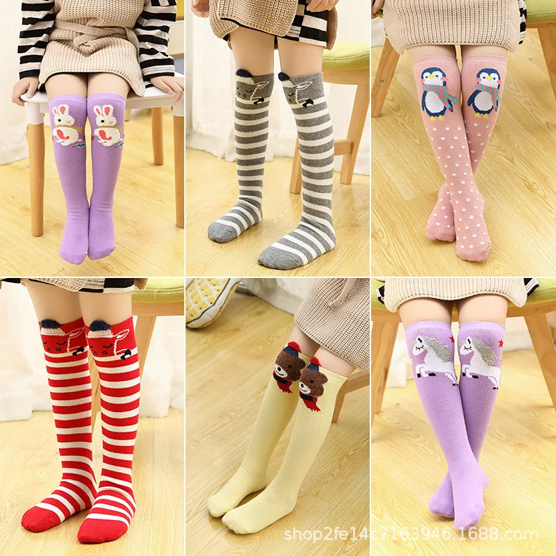 Girl Socks 3-12 Years Old Cotton Knee High Lovely Long Children's Legwarmers Kids Dance Stocking  Cute Animal Carton