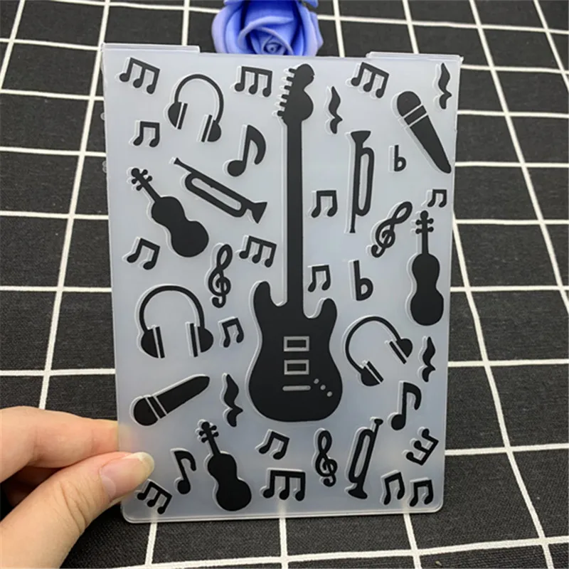 Musical instrument notes wonderful music transparent plastic folding embossing board DIY handmade  background embossing mold