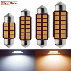 2x Car LED CANBUS Bulb Warm White Festoon 31mm 36mm 39mm 41mm 42mm C5W C10w Reading Lamp Auto Interior Dome Map Light 6V 12V AC