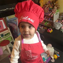 Tablier de cuisine de chef personnalisé pour enfants, chapeau assressentipour documents de chefs, ensemble de chapeaux de chef personnalisés pour la cuisson, fournitures de cuisine