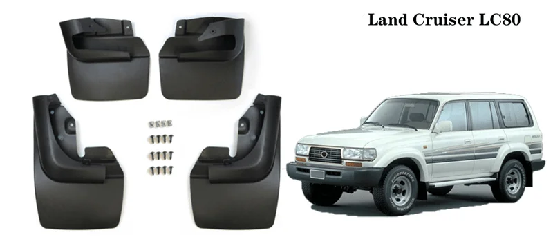 4PCS/SET Mudguards Flaps for Toyota Land Cruiser 80 LC80 FJ80 1999 2000~2007 Mudguards Splash Mud Guards Mudflaps Accessories