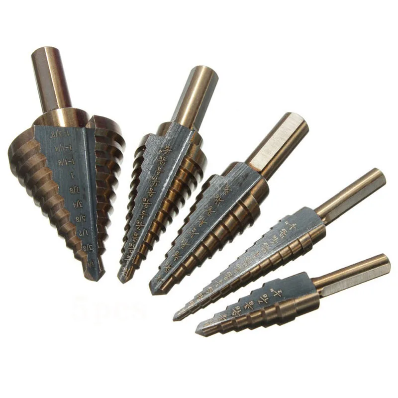 5Pcs Step Drill Bit Set Hss Cobalt Meerdere Gat 50 Maten Cobalt Titanium Conische Carbide Boor Perforator Hole Cutter tool