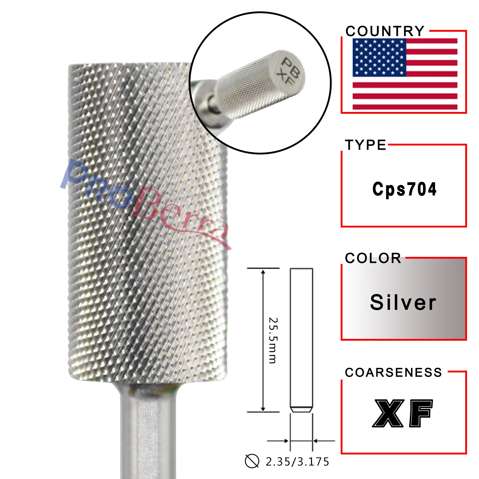 RolinStar 6.6 Großer Schaft Silber Stahl Karbid Hochwertig Gel-Nagellack-Entferner 4XC Acryl