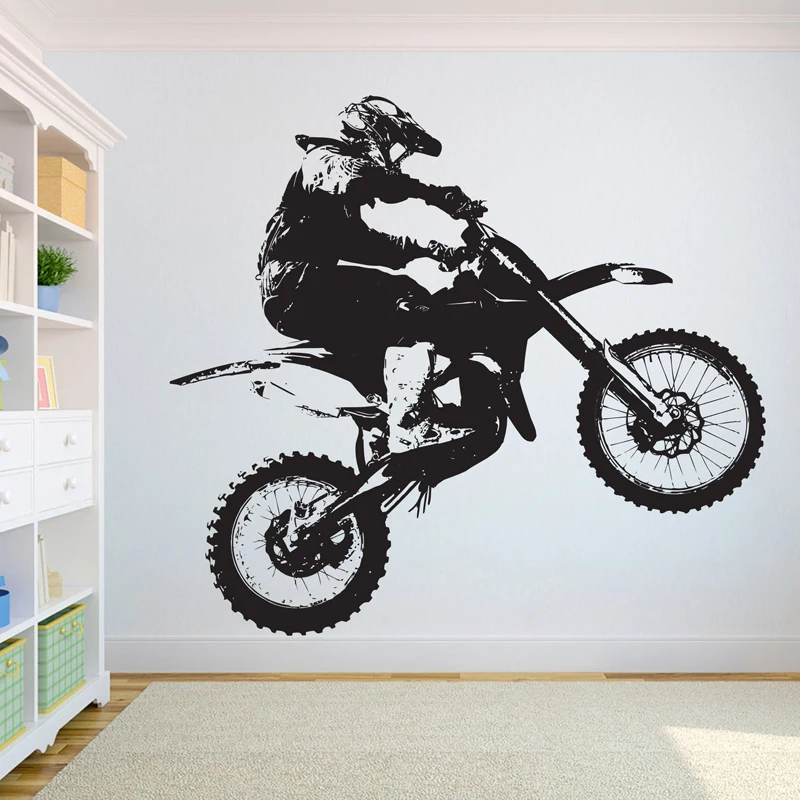 

Dirt Bike Motocross Wall Decal Motorbike Cool Style Window Vinyl Stickers Teens Bedroom Man Cave Club Home Decor Wallpaper E128