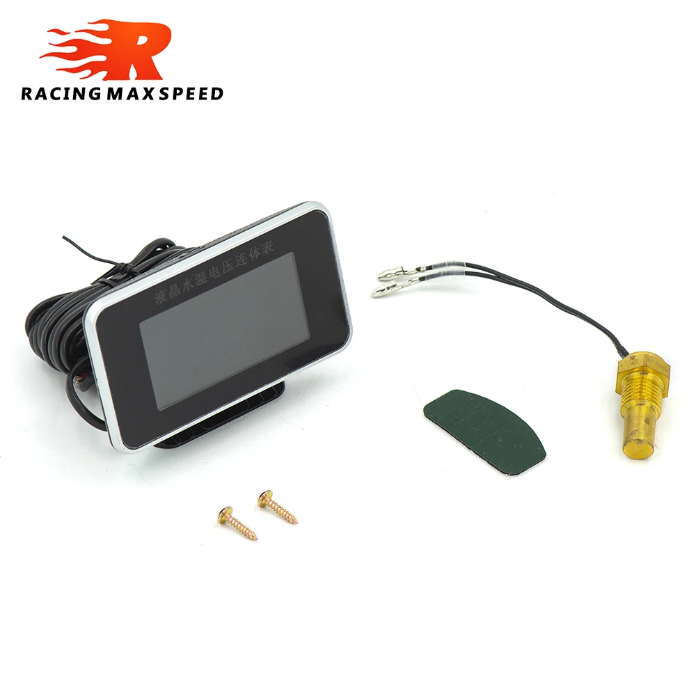 2 in 1 LCD Universal Car Digital Display Voltmeter Gauge & Water Temp Temperature gauge M12 M14 thread size