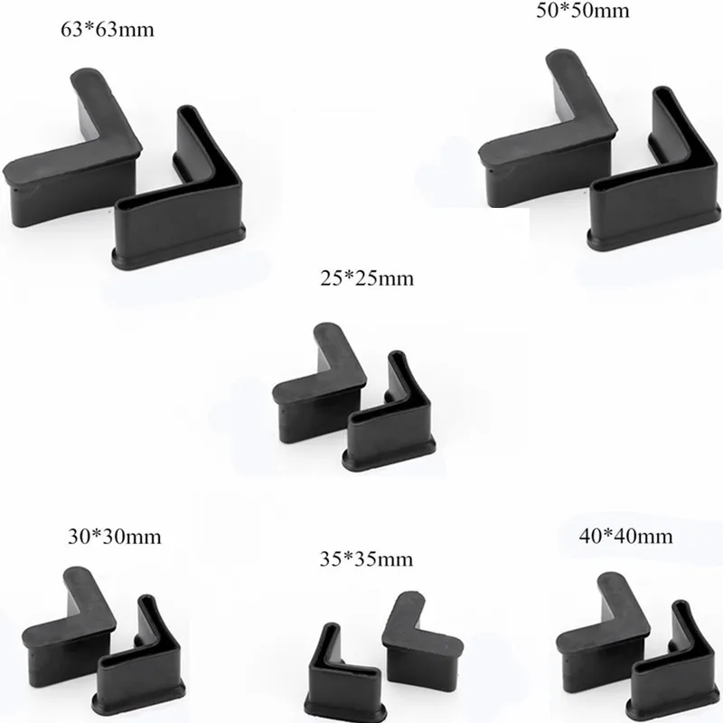 L Shaped Rubber Sleeve Iron bed Pads 8/16Pcs Angle Iron Foot pad cover Black Furniture Floor Non-slip Protector tool