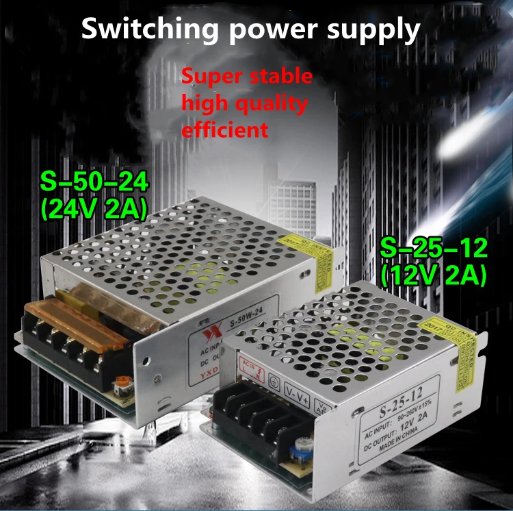 التيار المتناوب 220 فولت إلى تيار مستمر 12 فولت 24 فولت تحويل التيار الكهربائي 50 واط 2A محرك كاميرا مراقبة محول محول #4