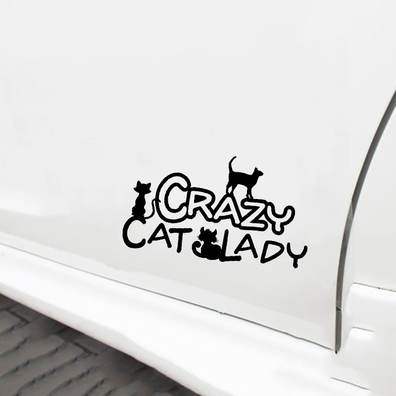 18 * 10.6CM Crazy Cat Ladies Window Car Vinyl Sticker Animal Personalized Shape Decoration Sticker