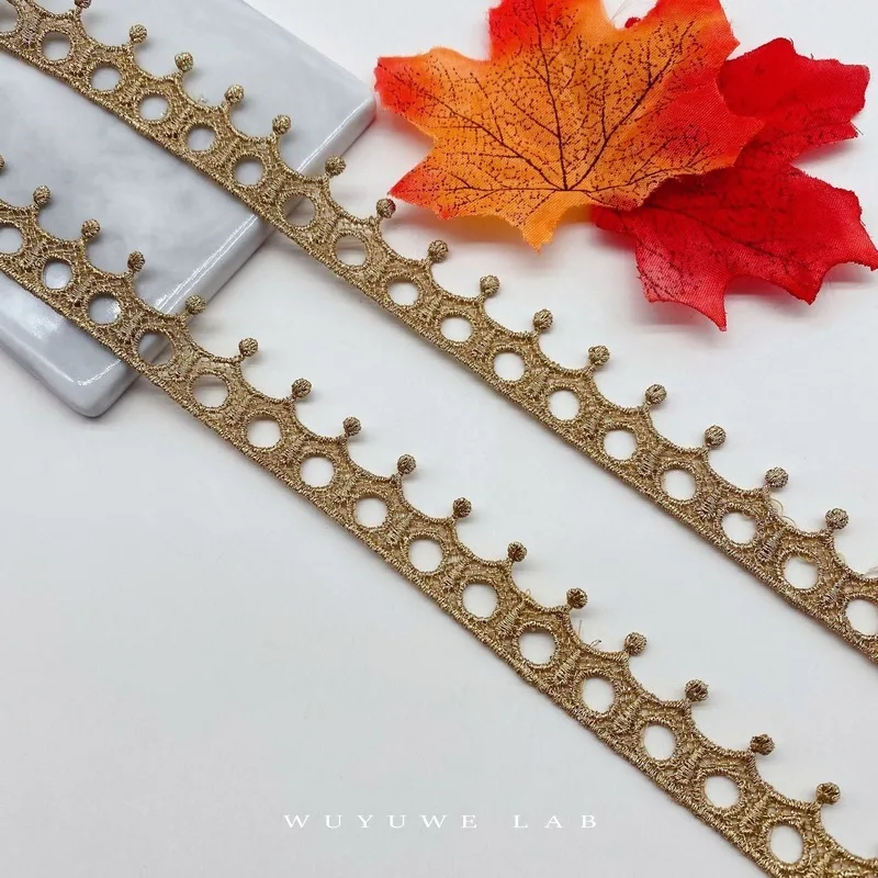 

9yards/Lot Rose Gold Thin Lace Trim Ribbon Flower Sewing Patchwork Clothing Costume Accessories DIY Appliques 2cm Accessories