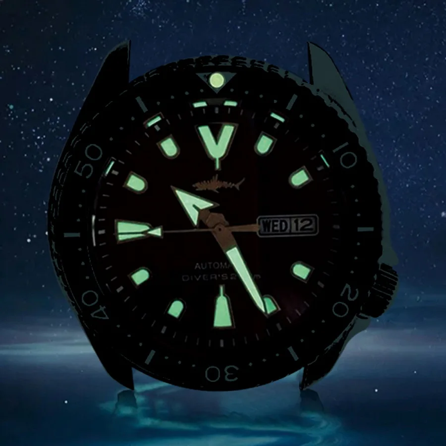 HEIMDALLR relojes de buceo para hombre, reloj automático para hombre, 20 barras, relojes de pulsera mecánicos de viento automático impermeables C3 luminoso NH35 zafiro