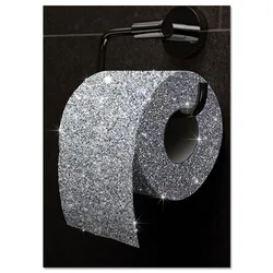 5D DIY Diamond Mosaic Bling Toilet Roll Paper Picture Diamond Painting Full Square Embroidery Modern Wall Art Bathroom Decor