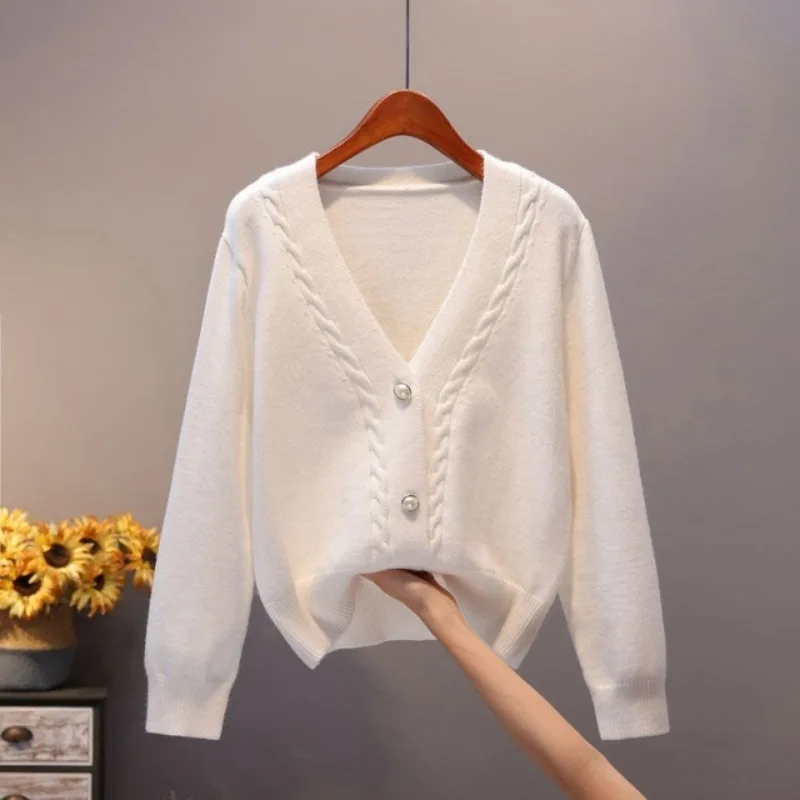 Sweater Cardigan Women\'s Jacket Spring And Autumn New Style Korean V-Neck Loose Shawl Short Knit Sweater