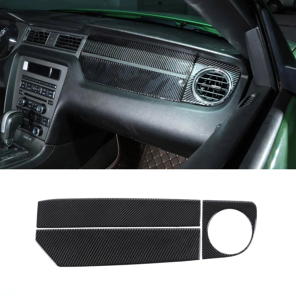 Real Carbon Fiber Car Stickers For Ford Mustang 2009-2013 Passenger Seat Air Vent Decoration Trim Styling 3pcs/set