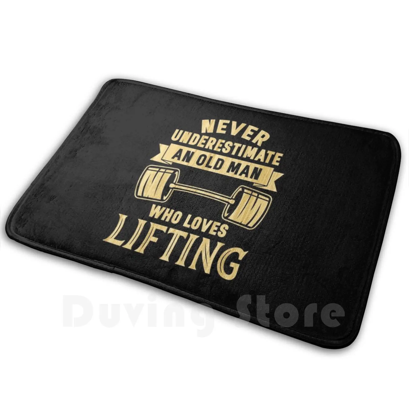 Old Man Weightlifter Weightlifting Mat Rug Carpet Anti-Slip Floor Mats Bedroom Fitness Weightlifting Bodybuilder Gym Workout Old