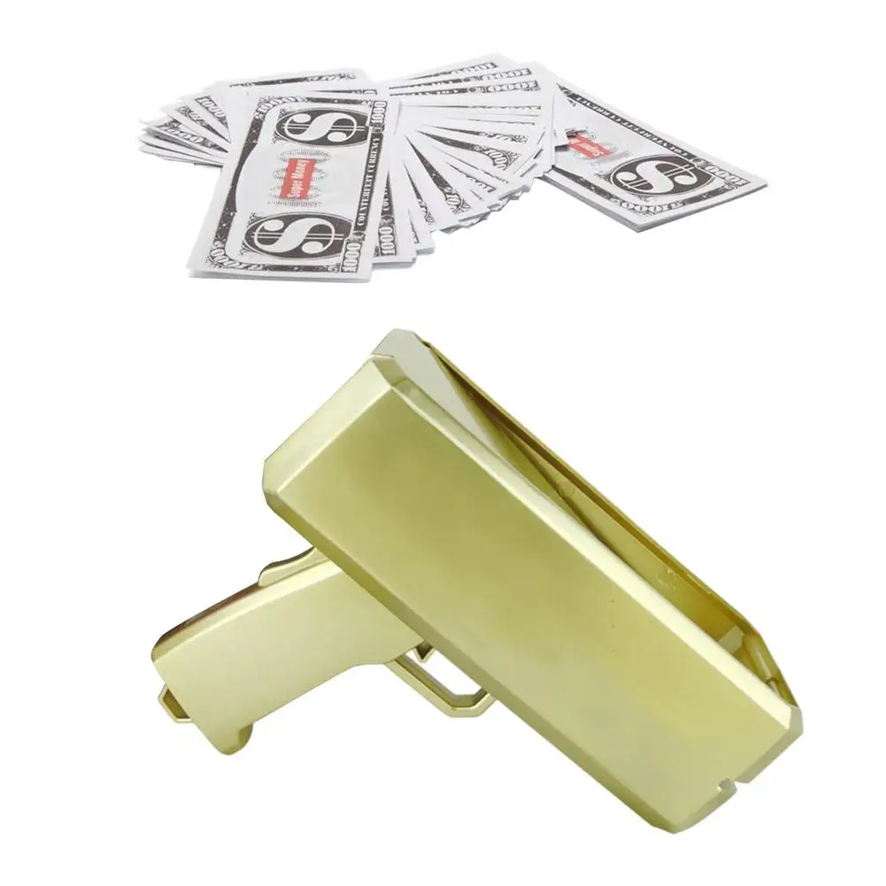 Golden Black Money Shooter Paper Playing Make It Rain Toy Shooter Handheld Cash Ejector Fake Bill Dispenser With Play Money 10