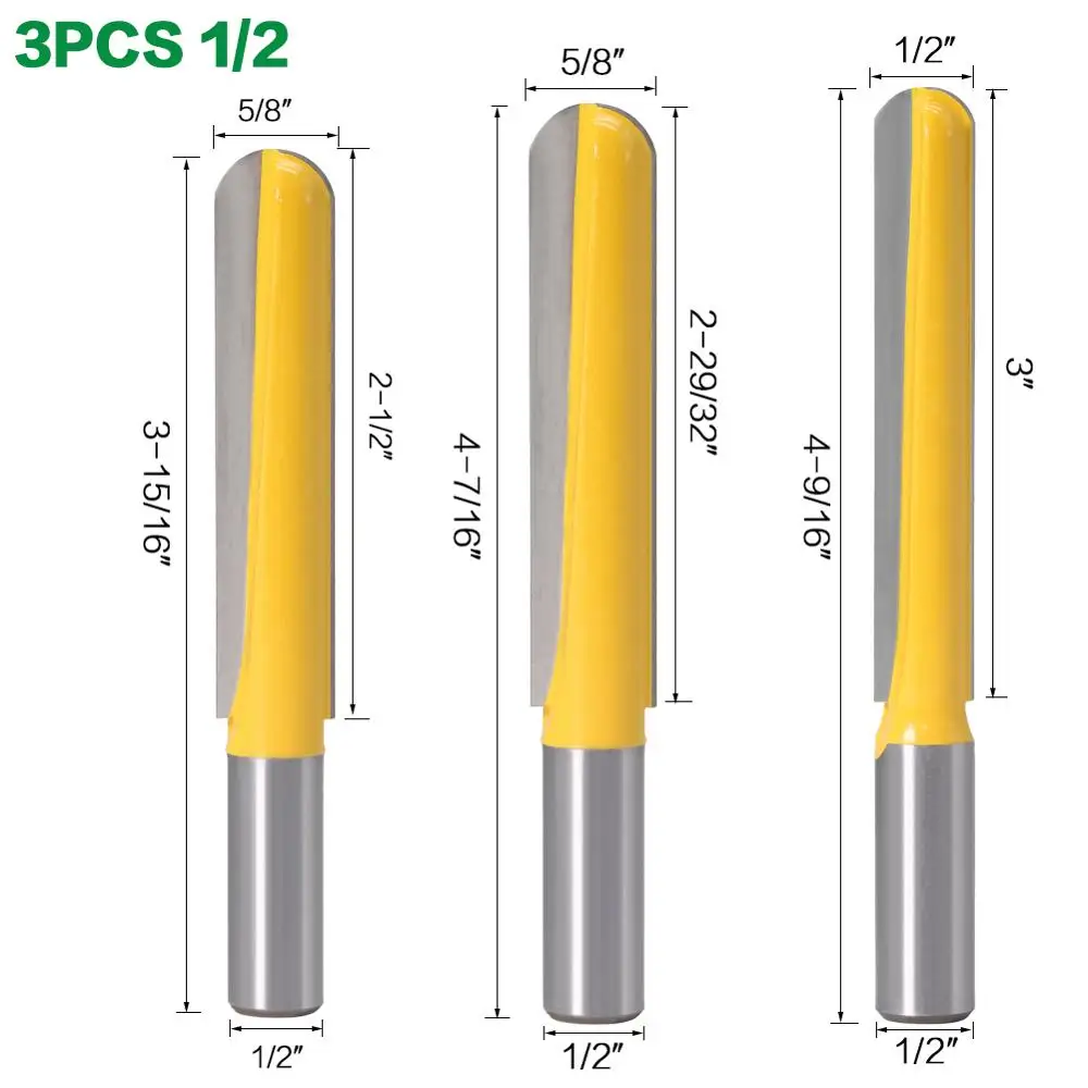 12mm Shank 1/2″shank CNC carbide end mill tool Long Blade Round Nose Bit Core Box Router Bit - Long Reach woodworking tools