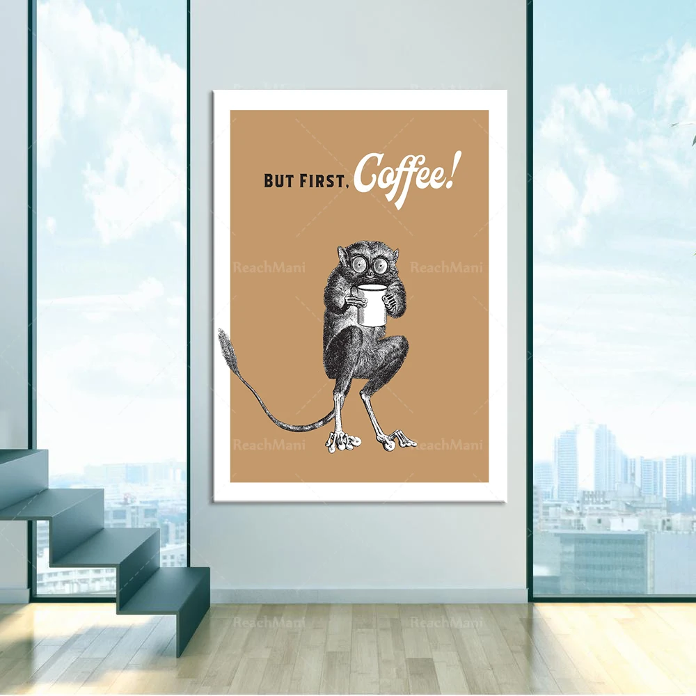 Coffee printing • Wall art • High-quality Giclée printing! • Tarsier / Loris / Potto