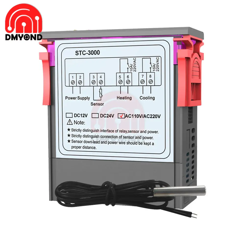 Thermostat AC 110V 220V DC 12V 24V LED Digital Temperature Controller Regulator Meter Incubator Heating Cooling Monitor