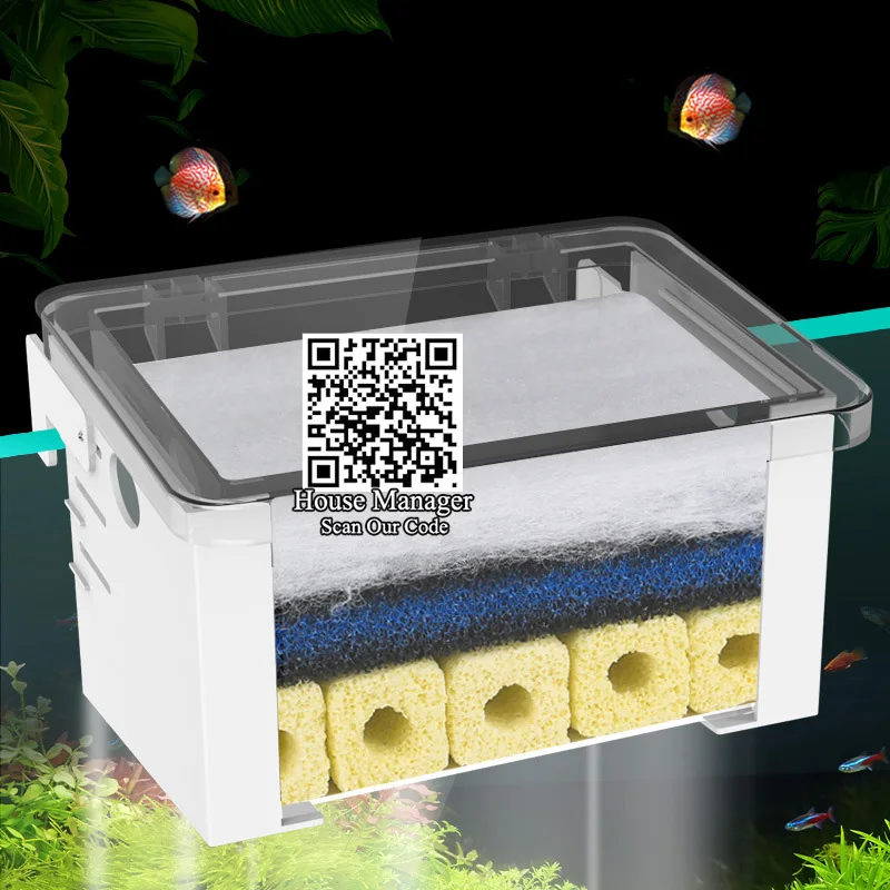 NEW Aquarium Filter Box 3 Size Assemble Easily-Setup Hang up Fish Tank Accessories Biochemical Material Upper Filter Trickle Box