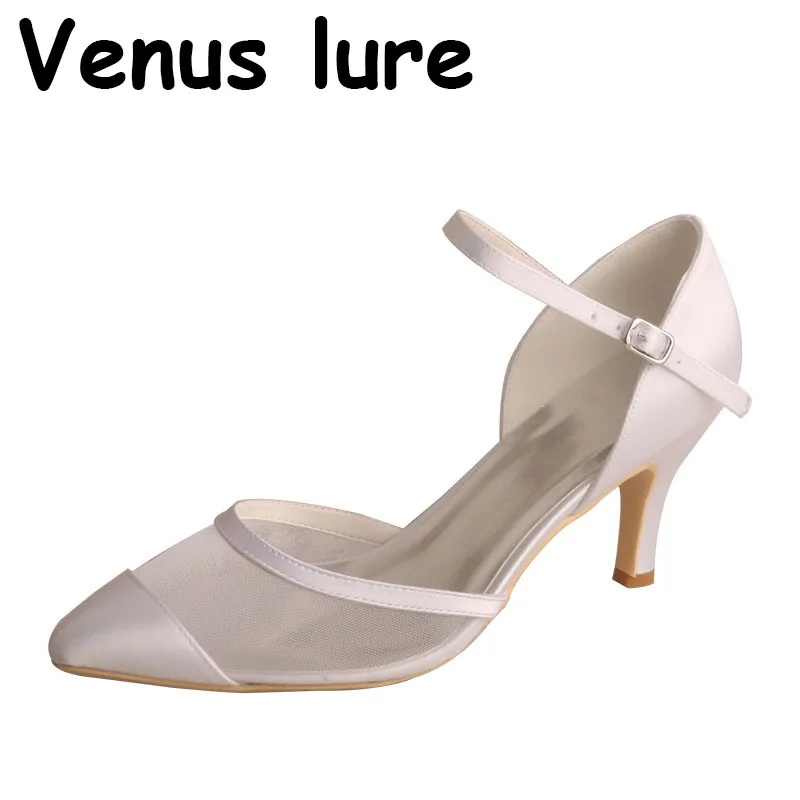 Wedopus Plain White Mary Jane Shoes for Wedding 7.5CM Heel