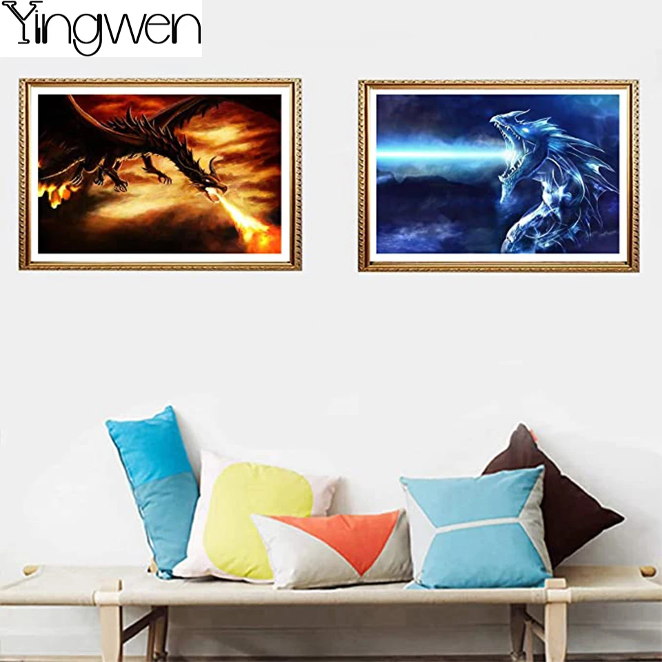 Fire Dragon 5D DIY Diamond Painting Ice Dragon Rhinestone Painting Art Embroidery Paint And Diamond Art Craft Home Decoration