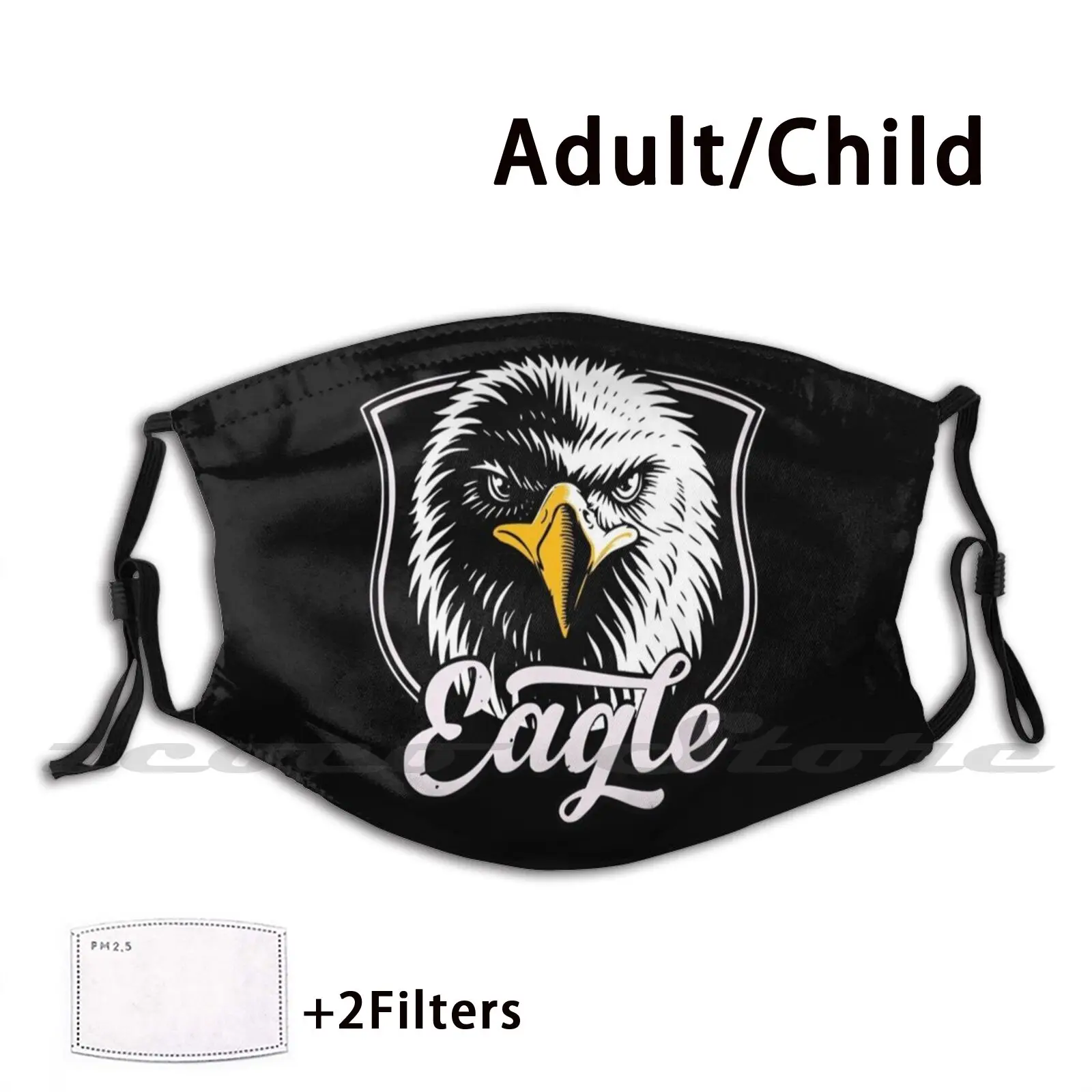 

Eagle Powerful Face Look Mask Adult Child Washable Pm2.5 Filter Logo Creativity Bald Eagle Falcon Songbird Bird Of Prey Cartoon