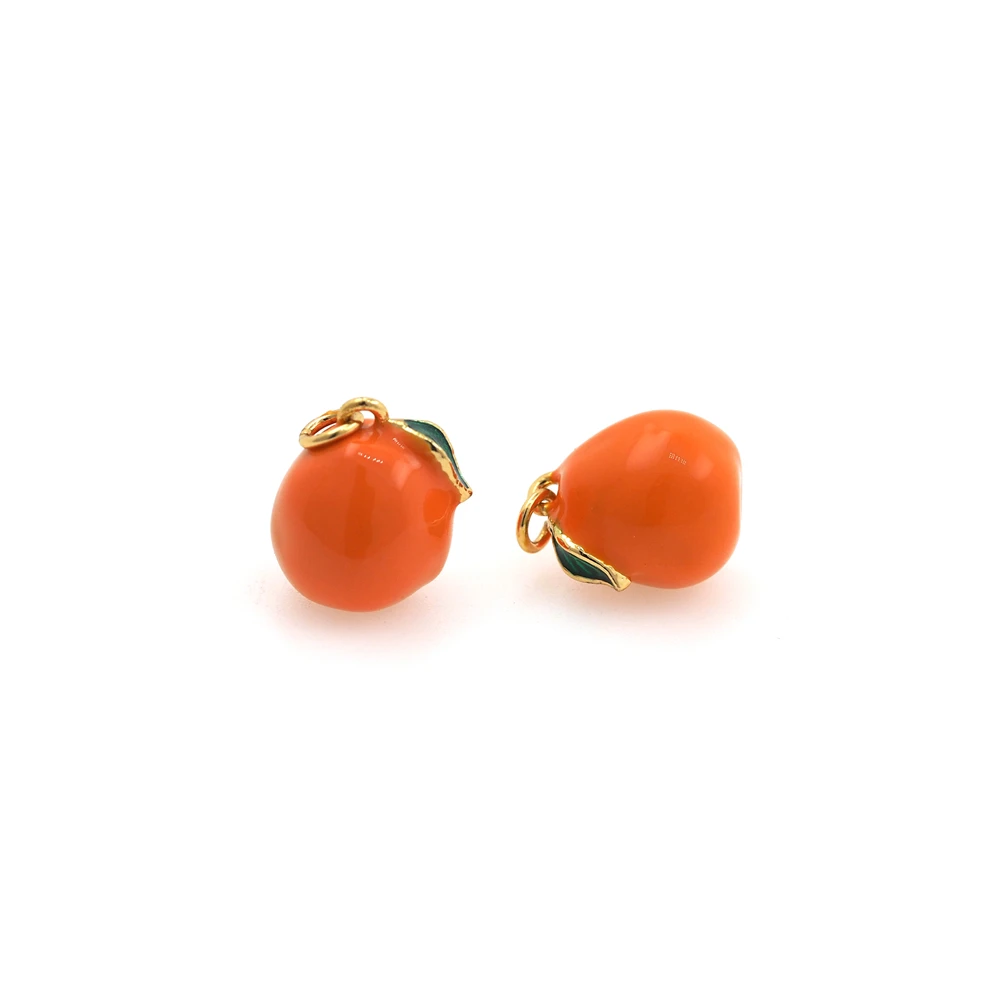 Persimmon Orange Pendant Gold Color Suitable For DIY Jewelry Necklace Earring Making Looking For Gold Filled Jewelry