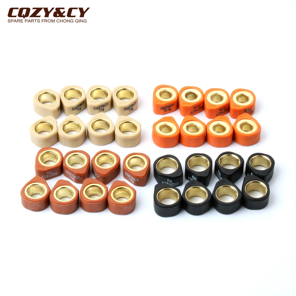 8PC Racing Quality Roller Weights 20x12mm 9g 11g 13g 16g For Yamaha 250 YP Majesty X-City X-Max 250cc 4-Stroke Engine