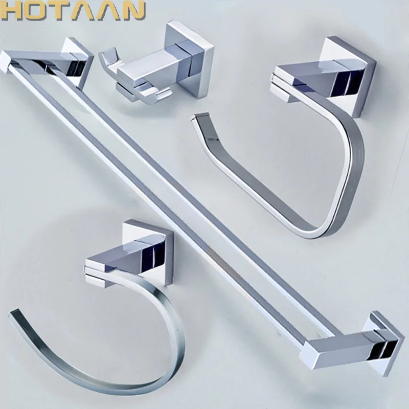 

Stainless steel Bathroom Accessories Set,Robe hook,Paper Holder,Double Towel Bar,Towel Ring 4 pcs Bathroom Sets Chrome Color