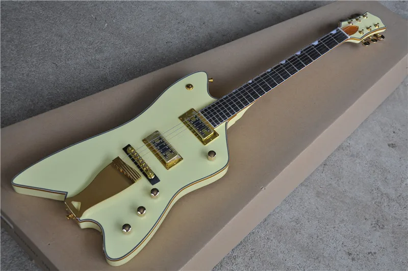 

, high quality customized version of Billy-Bo signature shaped electric guitar yellow and gold accessories