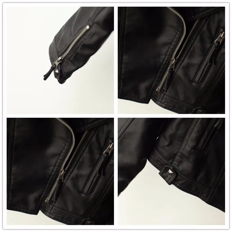 Yzeqi Street Style Women Short Motorcycle Pu Leather Jacket Autumn Fashion Lady Faux Soft Leather Coat Black Zipper Outerwear