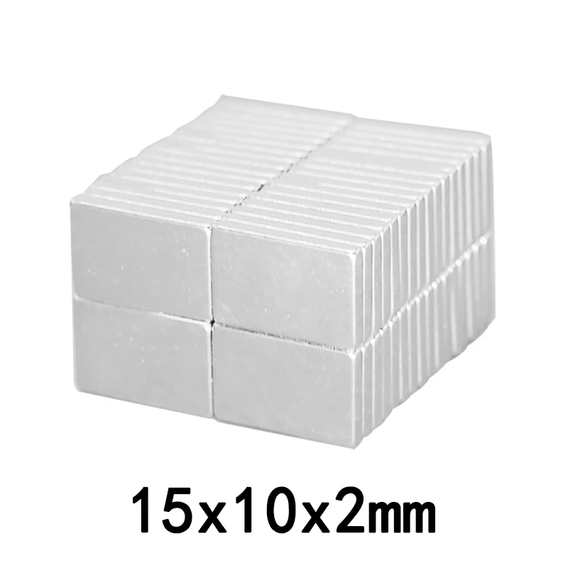 10-50PCS 15X10X2 mm Bulk Sheet Neodymium Magnetic 15mm*10mm Strong NdFeB Magnets 15x10x2mm Block Rare Earth Magnet 15*10*2 mm