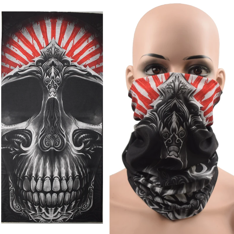 Skull Seamless Outdoor Balaclava Fashion Cycling Magic Scarf Men Sun Protection Bandana Neck Gaiters Riding Half Scarf Washable