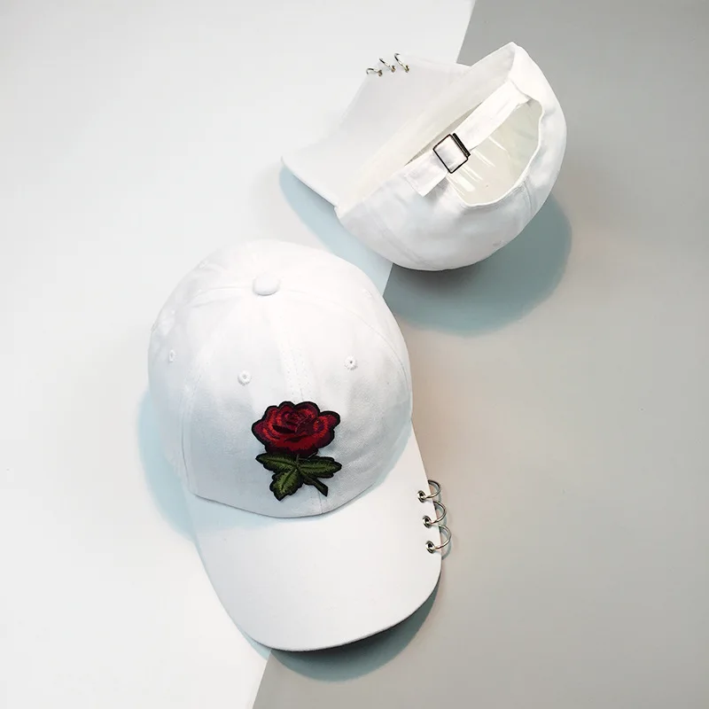 rose baseball cap for women embroidery flower dad hat cap the rapper cotton female cap outdoor sports men snapback Ring hat bone