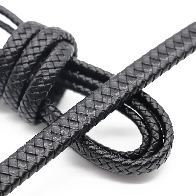 0,5/1 Meter Vintage Schwarz Braun Echt geflochtene Lederschnüre 8mm 10mm 12mm Flaches Lederband für Armband Schmuckherstellung – Detail 12