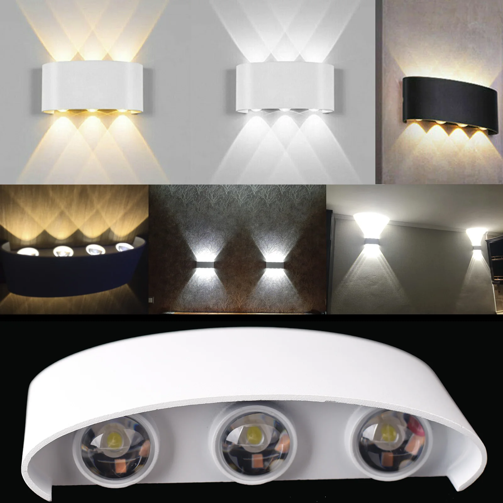 

Waterproof LED Wall Lamp Outdoor Up Down Nordic Indoor Modern Light 8W 220V White Black For Home Stairs Bedroom Bedside Bathroom