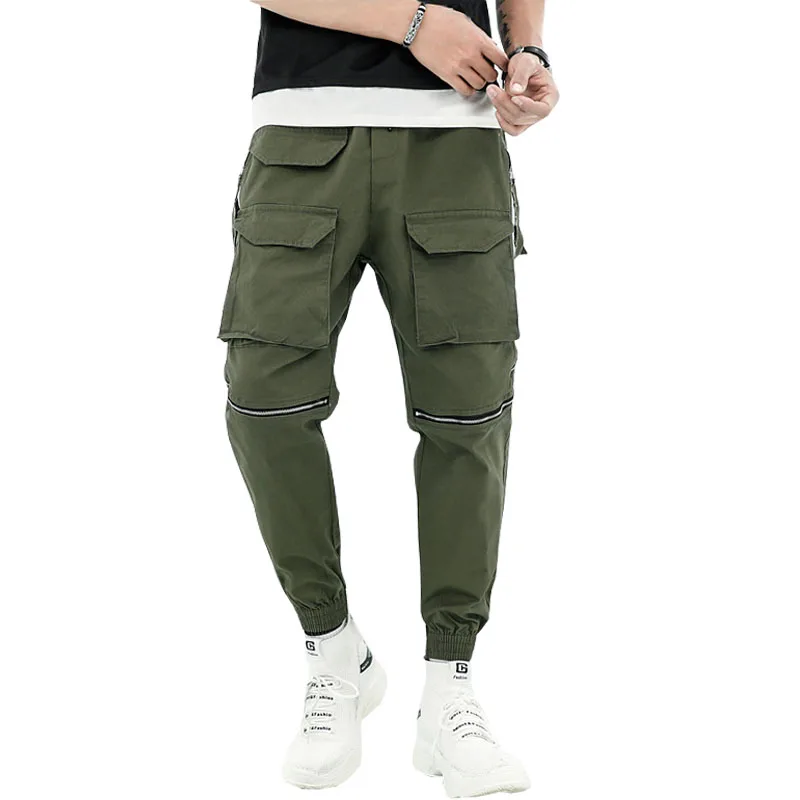 

2019 autumn men muti zippers Men Streetwear Pants Harem Cargo Pant Hip Hop Casual Trousers Joggers ABZ437