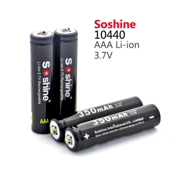 Soshine 10440 AAA 350mAh 3.7V Rechargeable Li-ion Battery with Battery Box