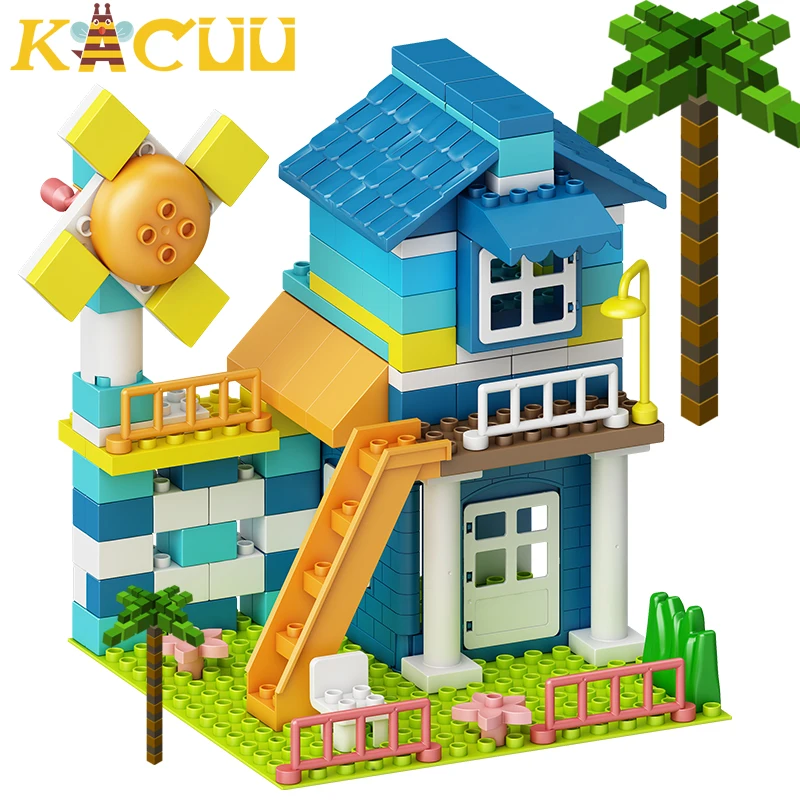 

Big Size City Architecture Villa Model Building Blocks Block Construction Toys Assemble Bricks For Children